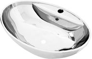 Washbasin with overflow 58,5 × 39 × 21 cm ceramic silver - Washbasin