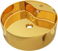 Washbasin with overflow gold 46,5 × 15,5 cm ceramic - Washbasin
