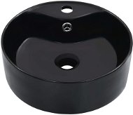 Washbasin with overflow black 36 × 13 cm ceramic - Washbasin