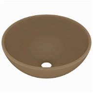 Luxusné umývadlo okrúhle matné krémové 32,5 × 14 cm keramické - Umývadlo