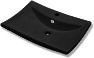 Washbasin Black luxury ceramic rectangular washbasin with overflow and tap hole - Umyvadlo