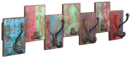 Hanger with 7 hooks solid recycled wood - Coat Hanger - Main image