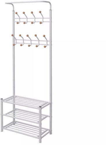 Clothes rack with shoe rack 68x32x182,5 cm white - Coat Hanger - Main image