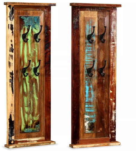 Coat rack 2 pcs solid recycled wood 38 × 100 cm - Coat Hanger - Main image