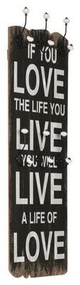 Wall coat rack LOVE LIFE with 6 hooks 120 × 40 cm - Coat Hanger - Main image