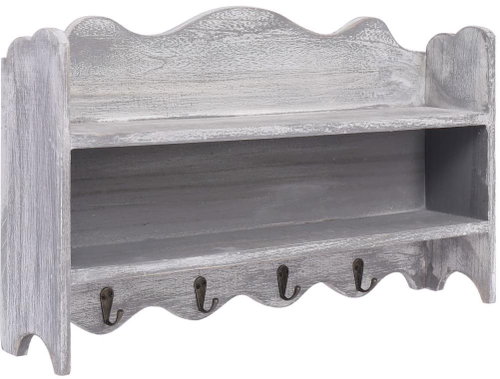 Wall hanger grey 50 × 10 × 30 cm wood - Coat Hanger - Main image