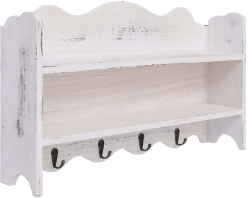 Wall hanger white 50 × 10 × 30 cm wood - Coat Hanger - Main image