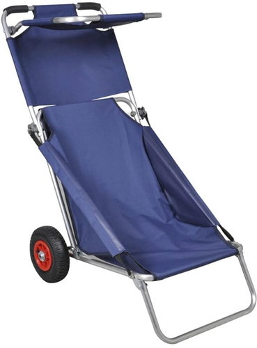 Foldable portable beach trolley with wheels, blue - Beach lounger - Main image
