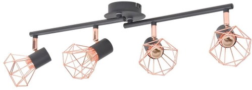 Ceiling Light with 4 Spotlights, E14, Black and Copper - Ceiling Light - Main image