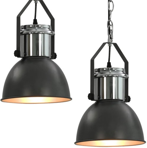 Ceiling Light 2 pcs Grey Round E27 - Ceiling Light - Main image