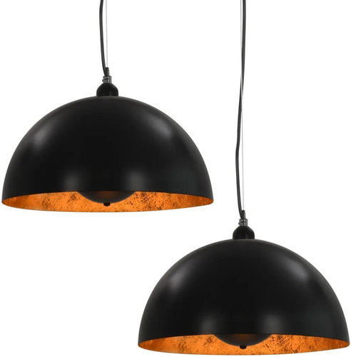 Ceiling Light 2 pcs Black-gold Hemispherical 40cm E27 - Ceiling Light - Main image