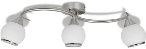 Ceiling Light, Glass Shades on Corrugated Rail 3 Bulbs E14 - Ceiling Light - Main image