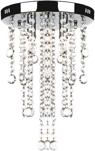 White Metal Ceiling Light with Crystal Trimmings - Ceiling Light - Main image