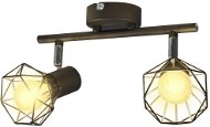 Black Industrial Frame with 2 Spot LED Bulbs, Wire Shades - Ceiling Light