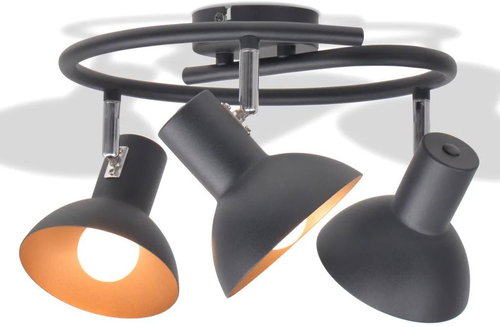 Ceiling Light for 3 Bulbs E27, Black-gold - Ceiling Light - Main image