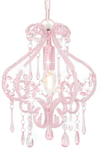 Ceiling Light with Beads, Pink, Round E14 - Ceiling Light - Main image