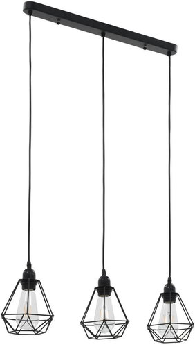 Ceiling Lamp with Diamond Design Black 3 × E27 Bulbs - Ceiling Light - Main image