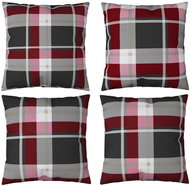 Dekorační polštáře 4 ks červené kárované 40 x 40 cm textil - Polštář