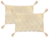 Polštáře 2 ks 40 x 60 cm károvaný design přírodní - Polštář