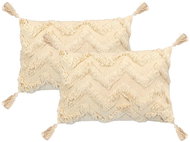 Polštáře 2 ks 40 x 60 cm design s vlnkami přírodní - Polštář