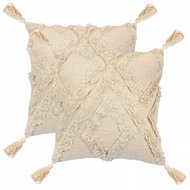 Polštáře 2 ks 45 x 45 cm diamantový design přírodní - Polštář