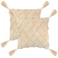 Polštáře 2 ks 45 x 45 cm károvaný design přírodní - Polštář