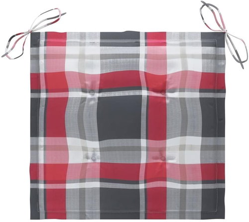 Podušky na zahradní židle 6ks červené kárované 50x50x4cm textil - Polstr - Main image