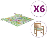Podušky na zahradní židle 6 ks vzor listů 50 x 50 x 4 cm textil - Polstr