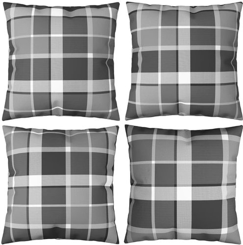 Dekorační polštáře 4 ks šedé kárované 50 x 50 cm textil - Polštář - Main image