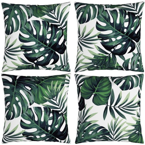Dekorační polštáře 4 ks vzor listů 60 x 60 cm textil - Polštář - Main image