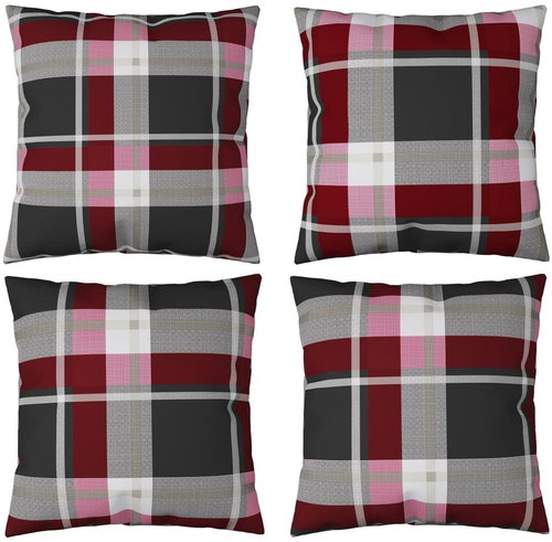 Dekorační polštáře 4 ks červené kárované 60 x 60 cm textil - Polštář - Main image