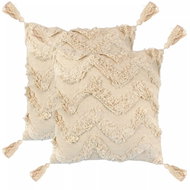 Polštáře 2 ks 60 x 60 cm design s vlnkami přírodní - Polštář