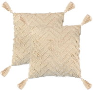 Polštáře 2 ks 60 x 60 cm klikatý design přírodní - Polštář