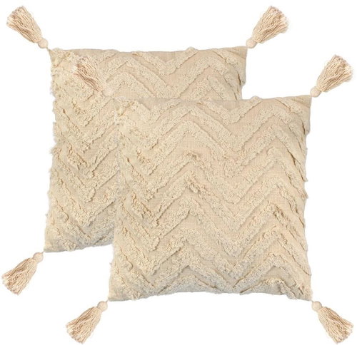Polštáře 2 ks 60 x 60 cm klikatý design přírodní - Polštář - Main image