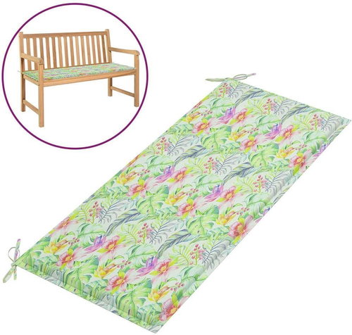 Poduška na zahradní lavici vzor listů 120 x 50 x 4 cm textil - Polstr - Main image