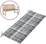 Poduška na zahradní lavici šedá károvaná 120 x 50 x 4 cm textil - Polstr