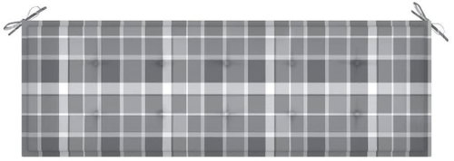 Poduška na zahradní lavici šedá károvaná 150 x 50 x 4 cm textil - Polstr - Main image