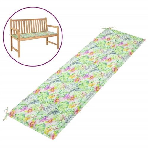 Poduška na zahradní lavici vzor listů 180 x 50 x 4 cm textil - Polstr - Main image
