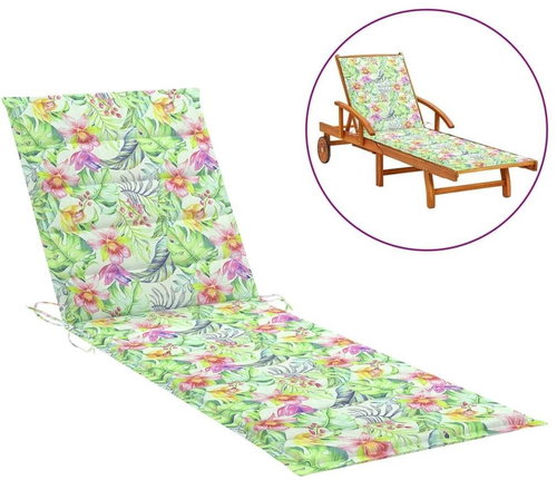 Poduška na zahradní lehátko s listovým vzorem 200x50x4cm textil - Polstr - Main image