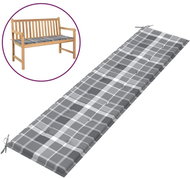 Poduška na zahradní lavici šedá károvaná 200 x 50 x 4 cm textil - Polstr