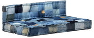 SHUMEE 2dílná sada podušek na pohovku z palet 12 × 80 × 120 cm, modrá denim patchwork - Polstr