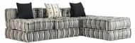 3místný modulární pouf šedý pruhovaný textil - Polstr