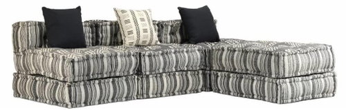 3místný modulární pouf šedý pruhovaný textil - Polstr - Main image