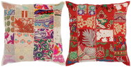 Patchwork polštáře 2 ks ručně vyrobené 45 x 45 cm červenobéžové - Polštář