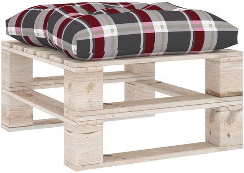 Poduška na taburet z palet červená károvaný vzor textil - Polstr - Main image