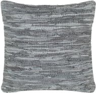 Polštář chindi šedý 60 x 60 cm kůže a bavlna - Vankúš