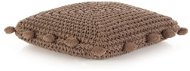 Čtvercový pletený bavlněný polštář na podlahu 50 x 50 cm hnědý - Sedací vak