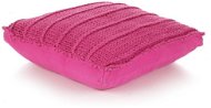 Čtvercový pletený bavlněný polštář na podlahu 60 x 60 cm růžový - Sedací vak