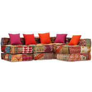4místný modulární pouf patchwork textil - Bean Bag