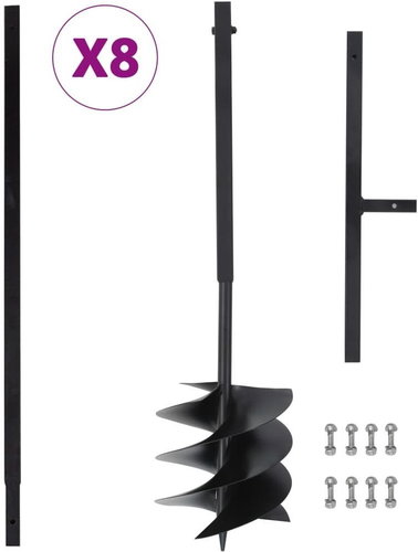 Zemní vrták s rukojetí 250 mm s prodlužovací trubkou 8 m ocel - Ruční vrták - Main image